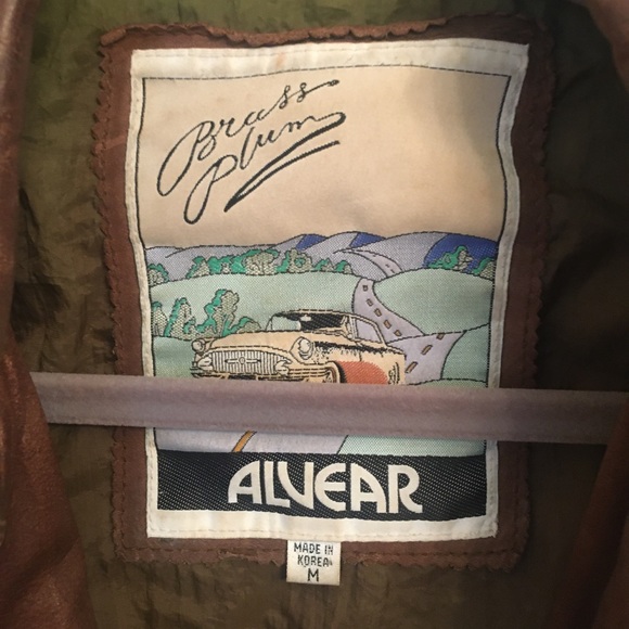 Vintage Nordstrom Brass Plum Leather Bomber Jacket - Picture 2 of 16